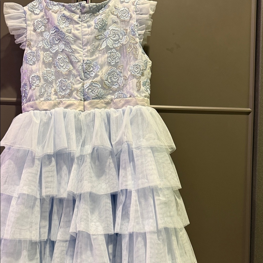 Disney Store Girls Blue Ruffle Tulle Party Dress Size 9/10 Special Occasion - Picture 6 of 7